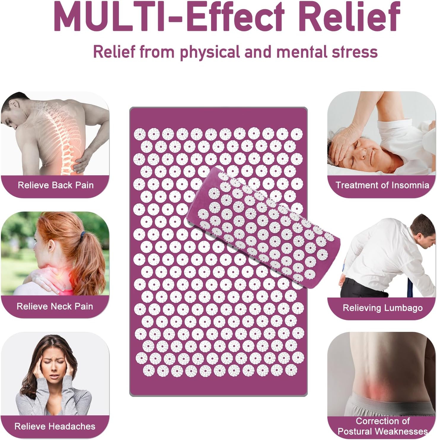 Acupressure Mat and Pillow Set for Stress Relief and Enhanced Energy Flow 3