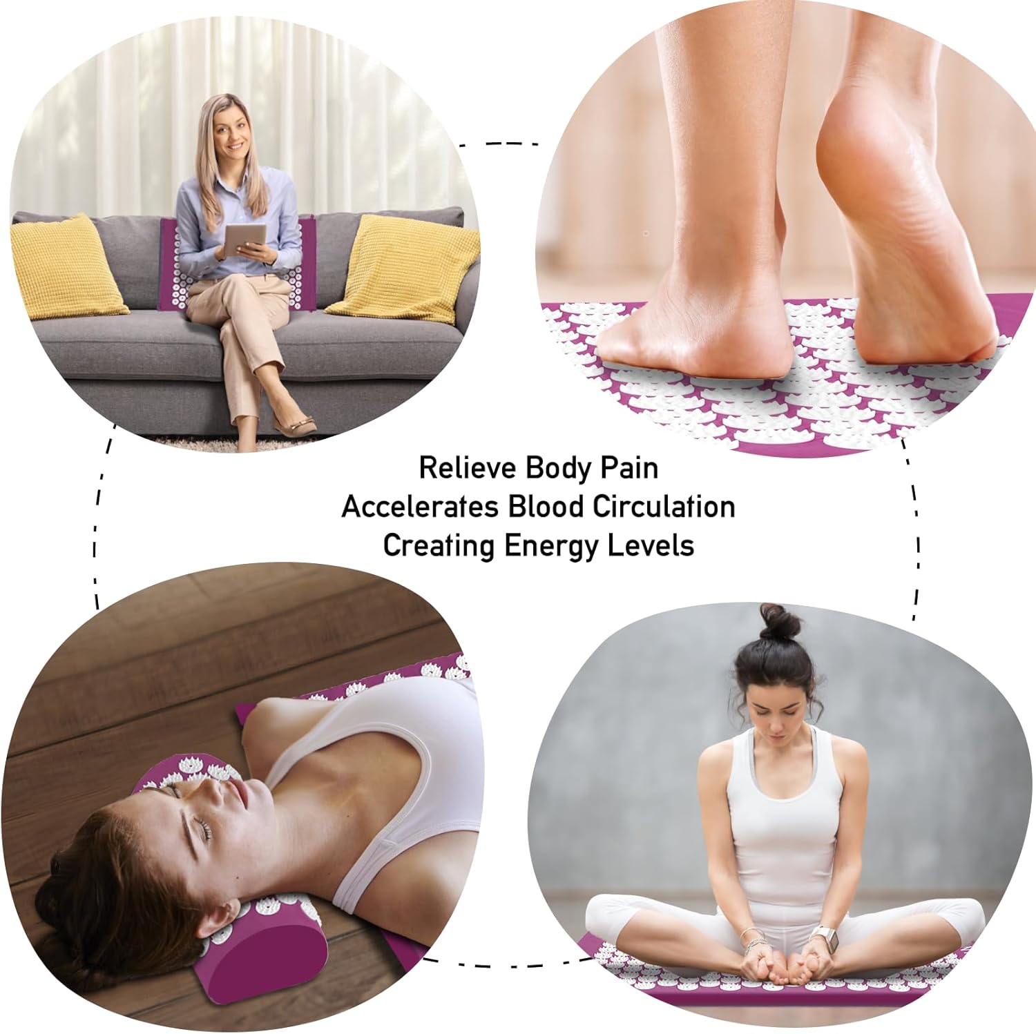 Acupressure Mat and Pillow Set for Stress Relief and Enhanced Energy Flow 4
