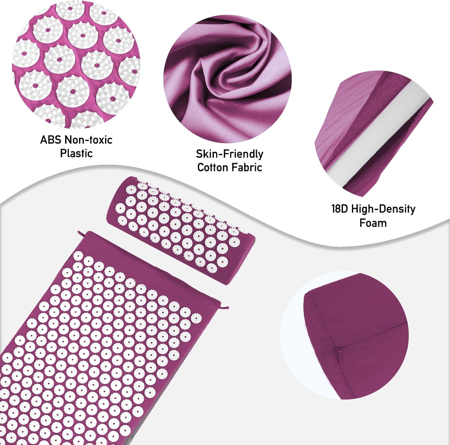 Acupressure Mat and Pillow Set for Stress Relief and Enhanced Energy Flow 6