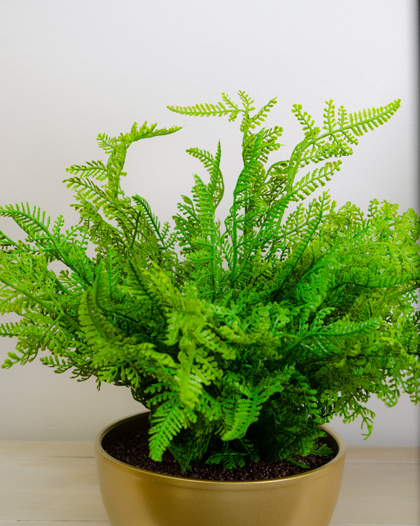 Elegant Gold Pot with Realistic Artificial Forest Fern | Faux Plants for Indoor Décor 4