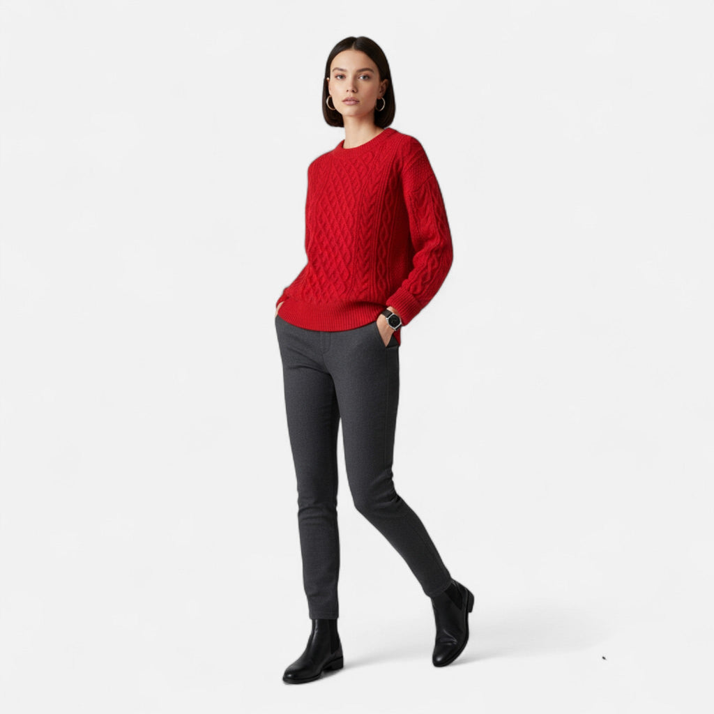 Veroux Mode | Elegant Women's Cable Knit Sweater in Premium Wool 5