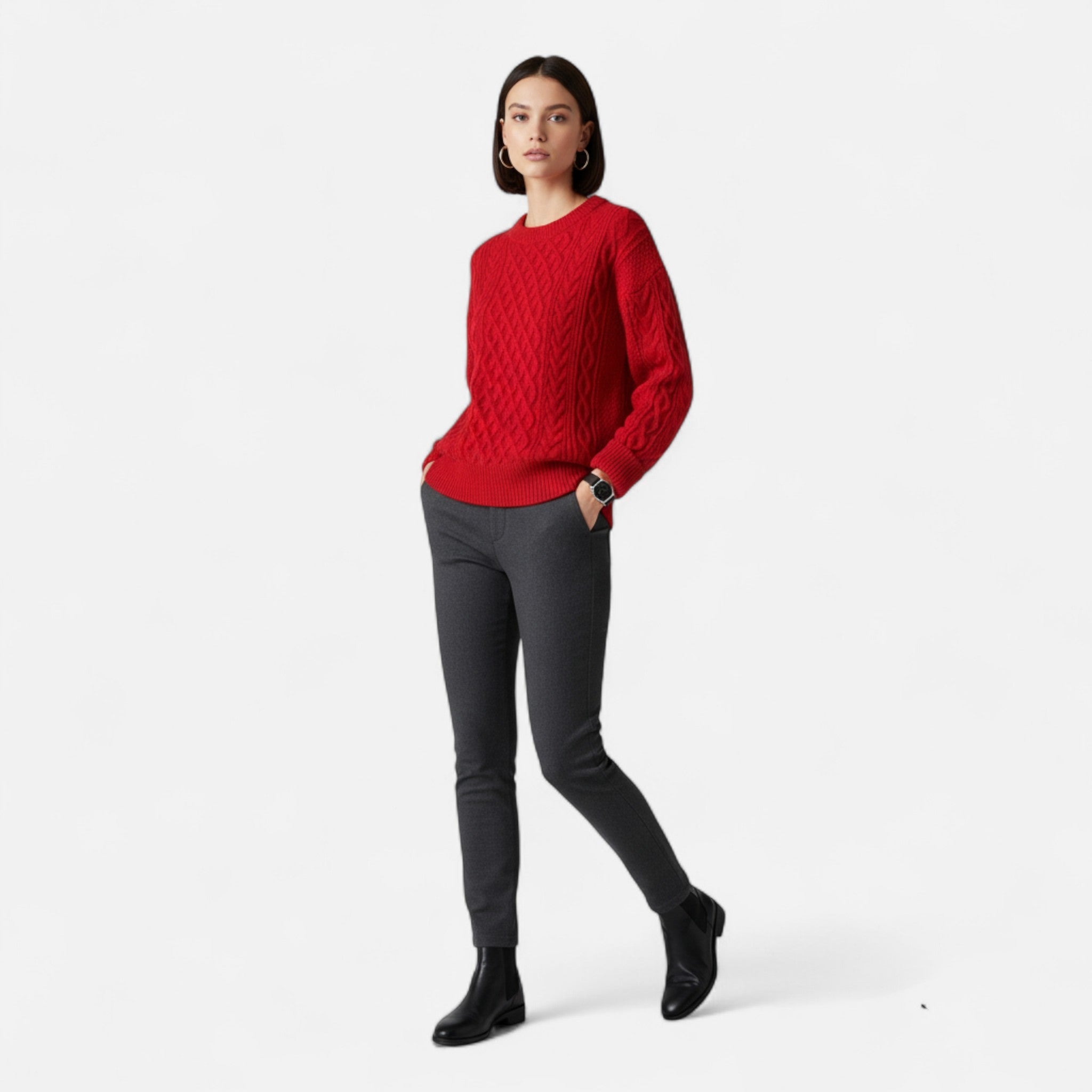 Veroux Mode | Elegant Women's Cable Knit Sweater in Premium Wool 5