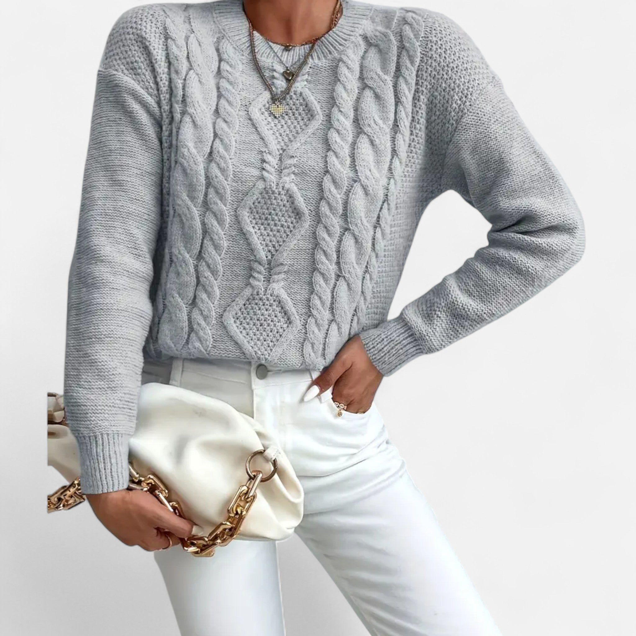 Veroux Mode | Women's Chunky Knit Sweater with Round Neck for Cozy Comfort 3